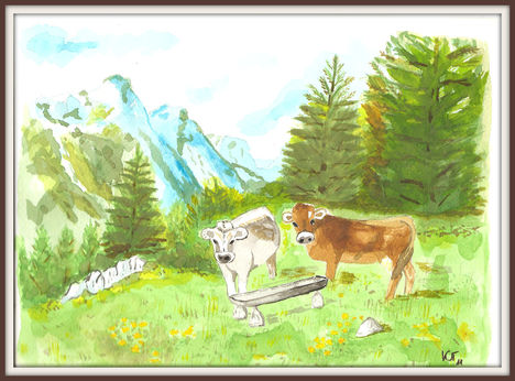 Akvarell 4., Sógorék tehenei.., 