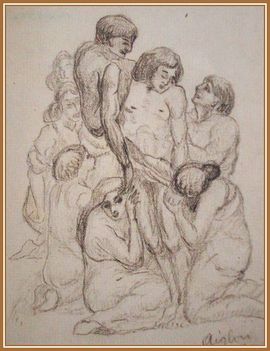 Sassy Attila - Krisztus levétele (Vázlat), (28 x 18 cm.)