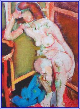 Gerzson Pál - Akt kék lepellel (22,5x16 cm.)