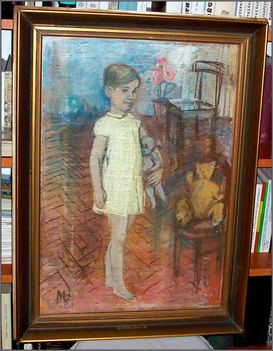 Molnár József: Gyermek portré (1963-tempera). (45x55 cm.)