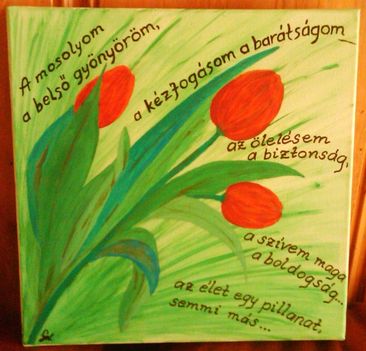 tulipános verses fesmény