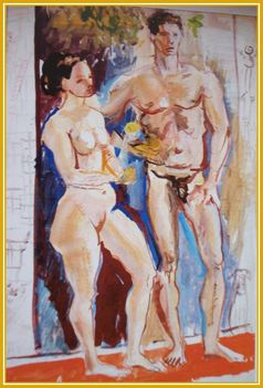 Vinkler László - Ádám és Éva (51x36 cm.)