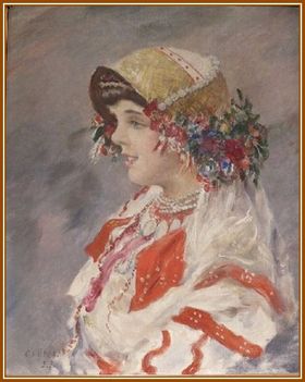 Csók isván - Sokác lány (60 x 50 cm.)