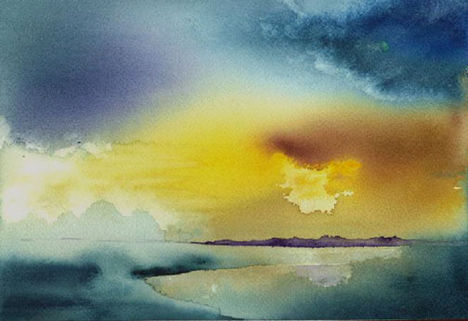 West Coast Sunset - watercolour painting by Erika Kummer