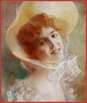 Margitay Tihamér - Kalapos hölgy (44 x 38 cm.)