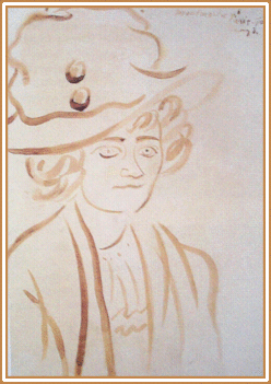 Vaszary János - Kalapos hölgy (35 x 25 cm.)