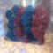 Petró kék és bordó  színekből készült csipke fülbevalók