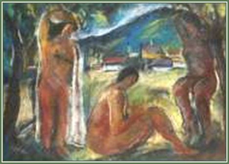 Jándi Dávid - Három nőalak (47 x 65,5 cm.)