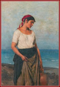 Valentiny János - Itáliai lány a tengerparton (140 x 97 cm.)