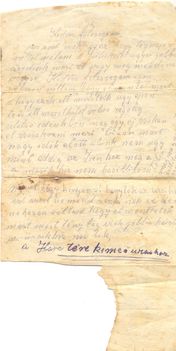 levél Rigó József irta feleségének Cseresznyák Juliannának a front elött