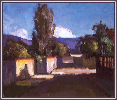 Balla Béla - Utcarészlet napsütésben (29 x 34,5 cm.)