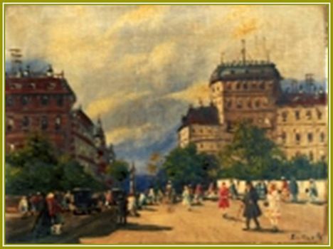 Berkes Antal - Nagyvárosi utcarészlet (40 x 50 cm.)
