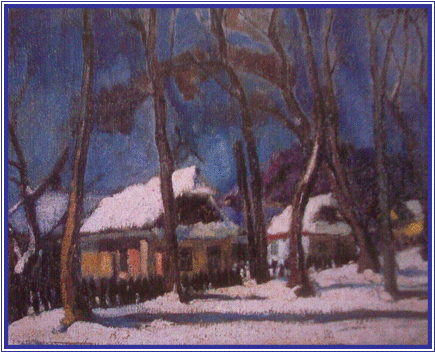 Gyimesi Gábor - Havas utcarészlet (50,5 x 68,5 cm.)