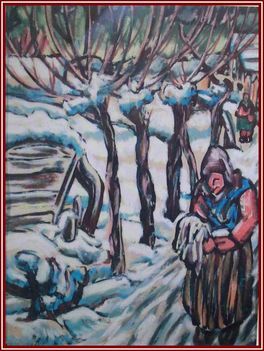 Farkasházy Miklós - Havas úton (36,5x27,5 cm.)