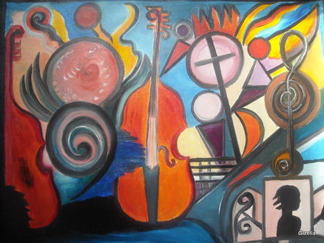Mozart hegedűje olaj,vászon 40x50 cm