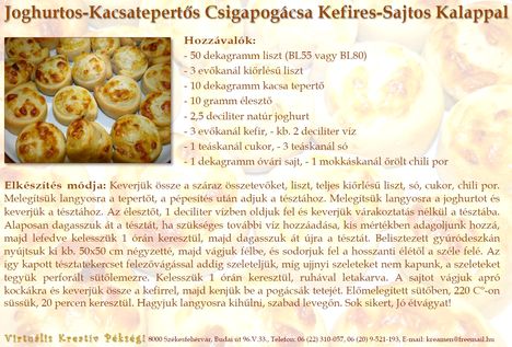 Joghurtos-Kacsatepertős Csigapogácsa Kefires-Sajtos Kalappal