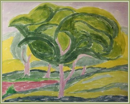 Máttis-Teutsch János - Fák domboldalon (23,5 x 29,5 cm.)