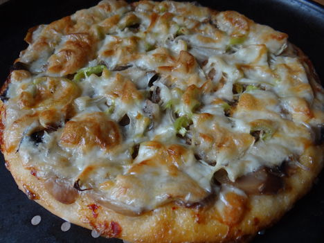 Gombás-Hagymás-Zöldpaprikás Majonézes Kenetű Kefires Tésztájú Pizza