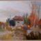 Novotny Emil Róbert - Tóparti házak  (17 x 21 cm.)