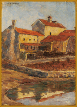 Perlmutter Izsák - Vörös háztetők (51,5 x 36 cm.)