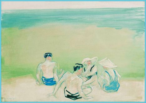 Vaszary János - Társaság a tengerparton (58 x 82 cm.)