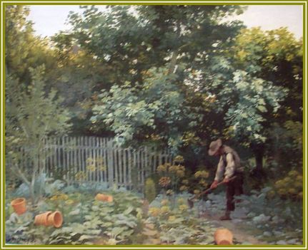 Vaszary János - Kertben (77,5 x 62,5 cm.)