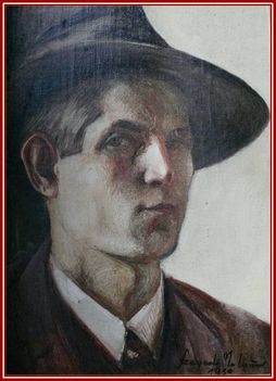 Szegedi Molnár Géza - Kalapos önarckép (44 x 32 cm.)