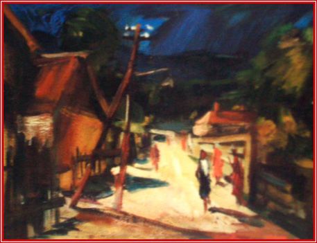 Weintrager Adolf - Kisvárosi utcán (65 x 40 cm.)