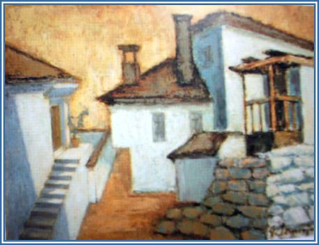 Somorjai Magda - Görög falu (60 x 80 cm.)