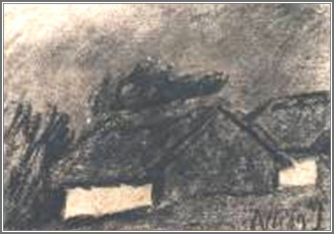 Nagy István - Falusi ház (23 x 30 cm.)