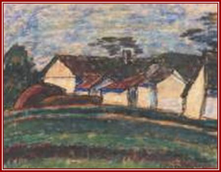 Nagy István - Falusi házak (32 x 40 cm.)