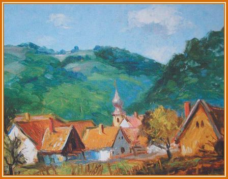 Przudzik József - Bonyhádi falu  (33 x 44 cm.)