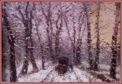 Mednyánszky László - Havas úton (20 x 28,5 cm.)