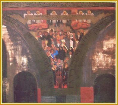 Aba Novák Vilmos - Freskóterv (42,5 x 47,5 cm.)