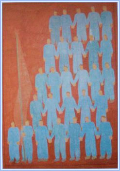 Ferenczy Noémi - Felvonulás (Gobelinterv 48 x 34 cm.)