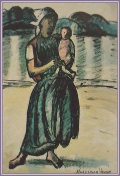 Nyerges János - Anya gyermekével (40 x 30 cm.)