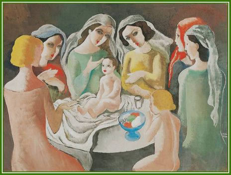 Kádár Béla - Keresztelő (58 x 78 cm.)