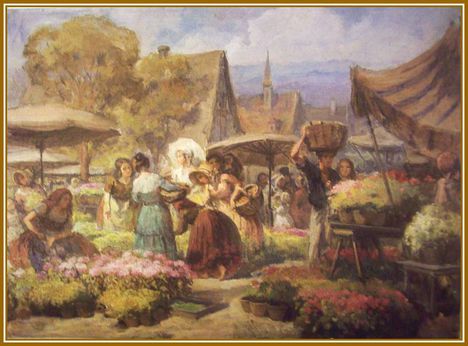 Gergely Imre - Virágvásár (75 x 100 cm.)