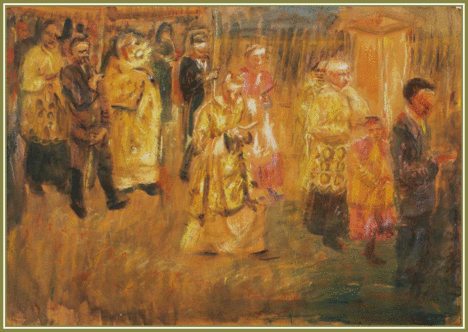 Halápi János - Körmenet (50 x 70 cm.)