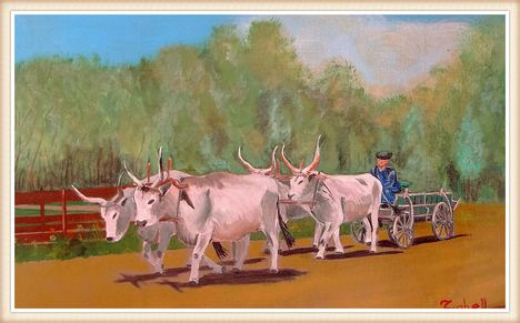 A négyökrös szekér 55x35 cm vászon, akril