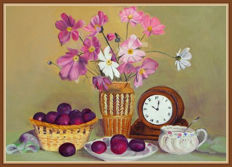 Csendélet lepkevirággal 55x40 cm vászon, olaj