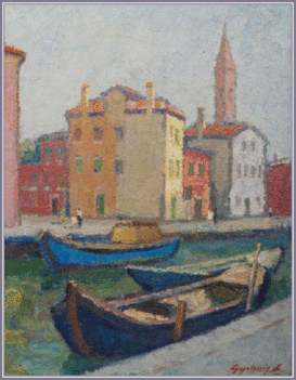 Gyelmis Lukács - Kikötő Velencében (80 x 60 cm.)