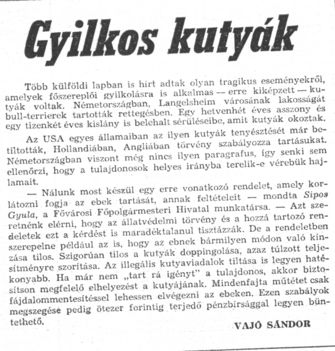 gyílkos kutyák, vérebek 1992 augusztus