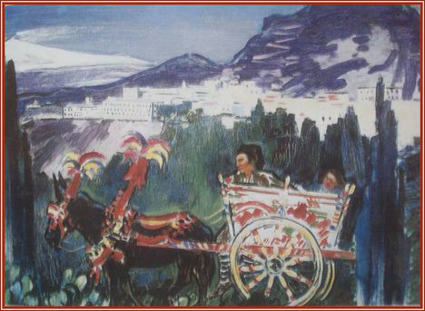 Vaszary János - Szicíliai hegyek (60 x 84 cm.)