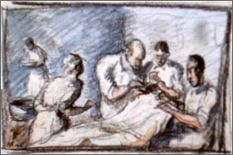 Berény Róbert - Műtét (13 x 19 cm.)