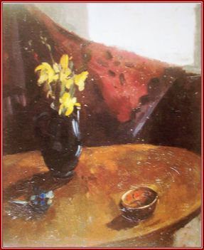 Berényi Róbert - Asztali csendélet drapériával (57,5 x 49 cm.)