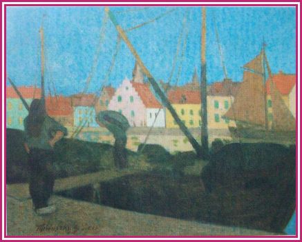 Teplánszky Sándor - Kikötő vitorlásokkal (55 x 70 cm.)