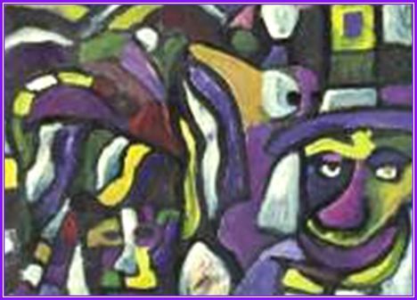 Német Miklós - Lila bohóc (90 x 125 cm.)