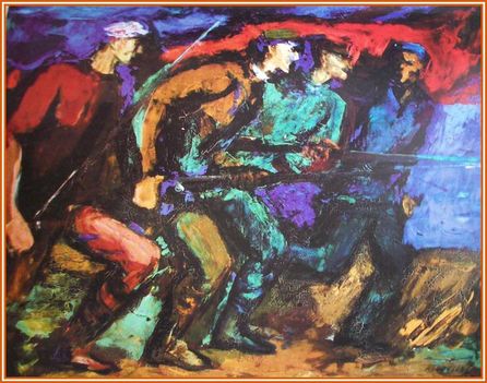 Ridovics László + Vörös katonák előre (120x140 cm.)