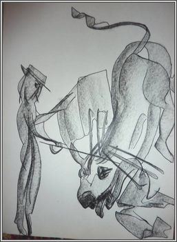 Molnár Tivadar - Az igazság pillanata /Bikaviadal/. (33x24 cm.)